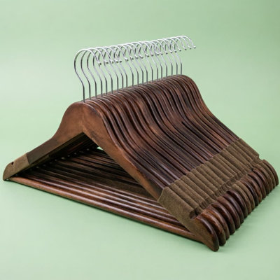 Cintres de luxe en bois avec design antidérapant en velours - 360 crochets rotatifs pour costumes, pantalons et vestes - Fabrication robuste en bois de lotus massif - paquet de 20