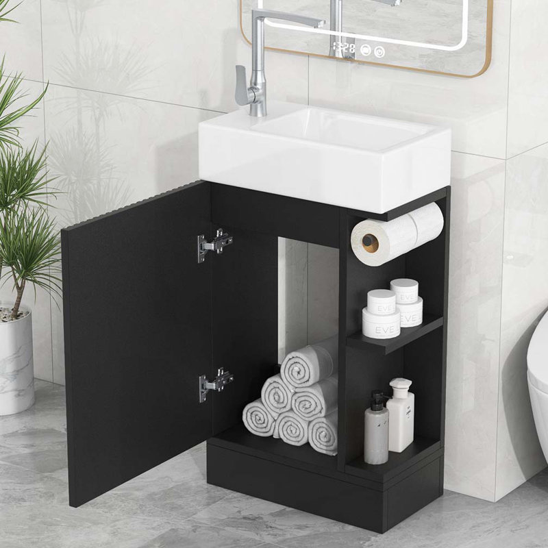 Meuble-lavabo 18,6 po avec lavabo, Noir
