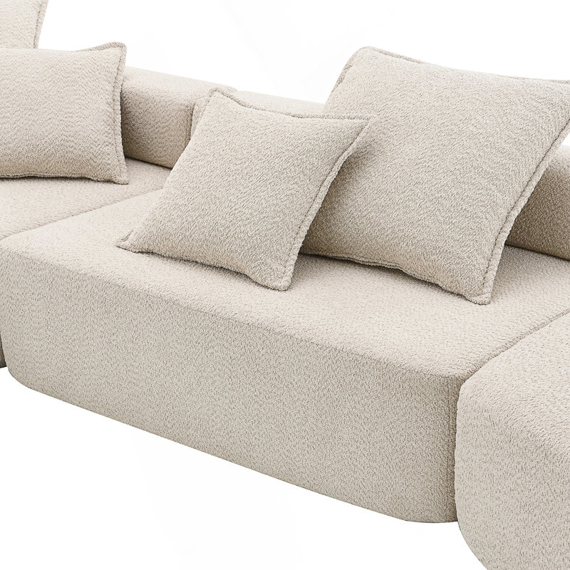Oversized Modular Sectional Sofa,Luxury Boucle Floor Couch Set,Convertible Compressed Couch,Spacious Foam-Filled Sofa For Living Room,3 PC Free Combination