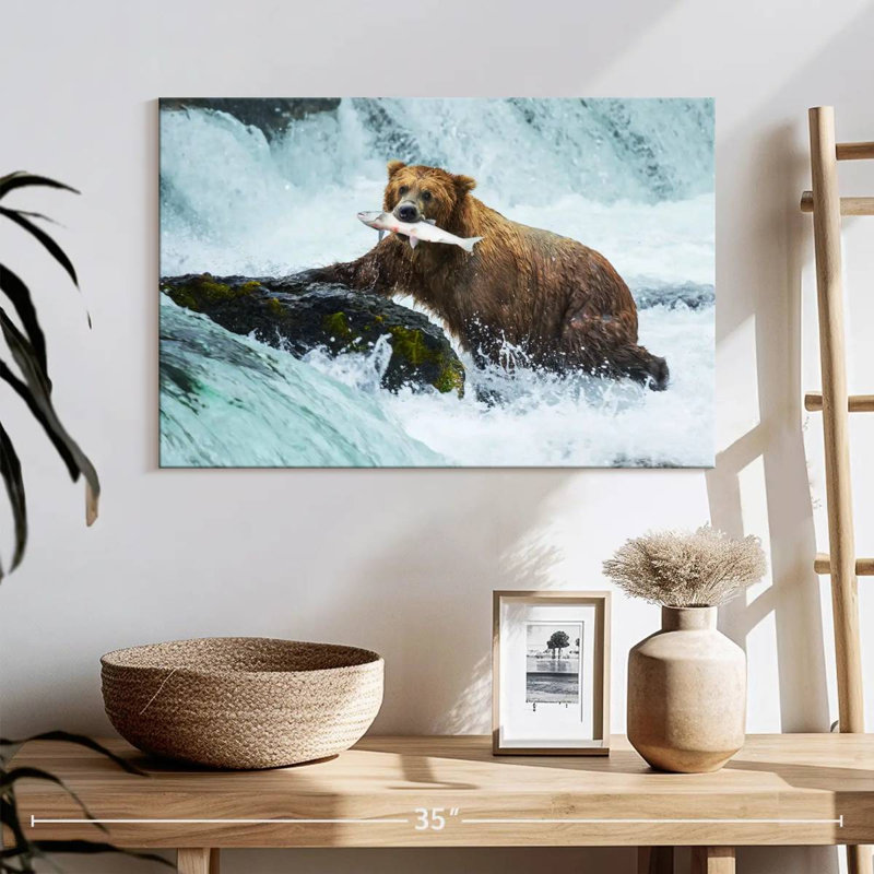 Simple Bear Fishing, 16" H x 24" W