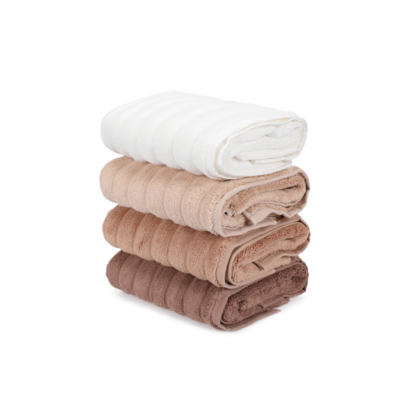 Ensemble de 4 serviettes 100% coton Beraldo, Beige / crème / brun
