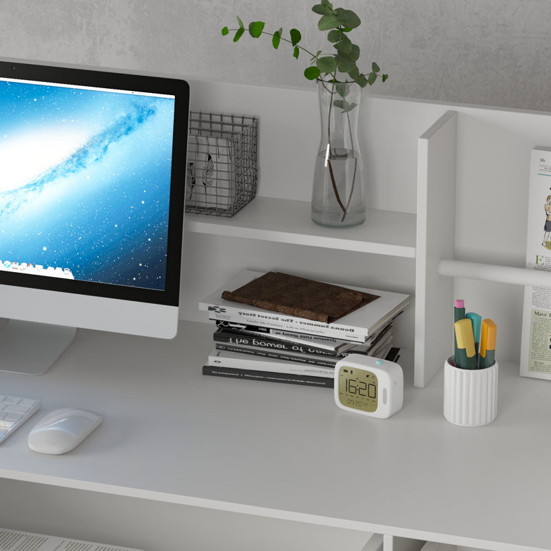 Bureau de réception rectangulaire en bois Galva, Blanc