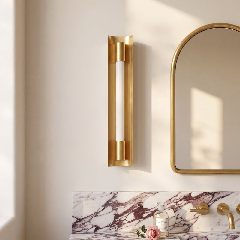 Marine Dimmable LED Bath Bar, Burnished Brass