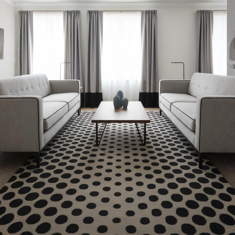 Tapis en laine à motif de pois Opir, 7 pi 9 po x 10 pi 6 po