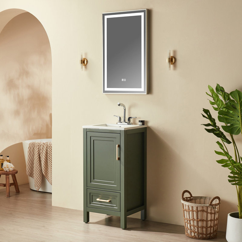 Meuble-lavabo simple autoportant de 18 po avec plateau entièrement assemblé