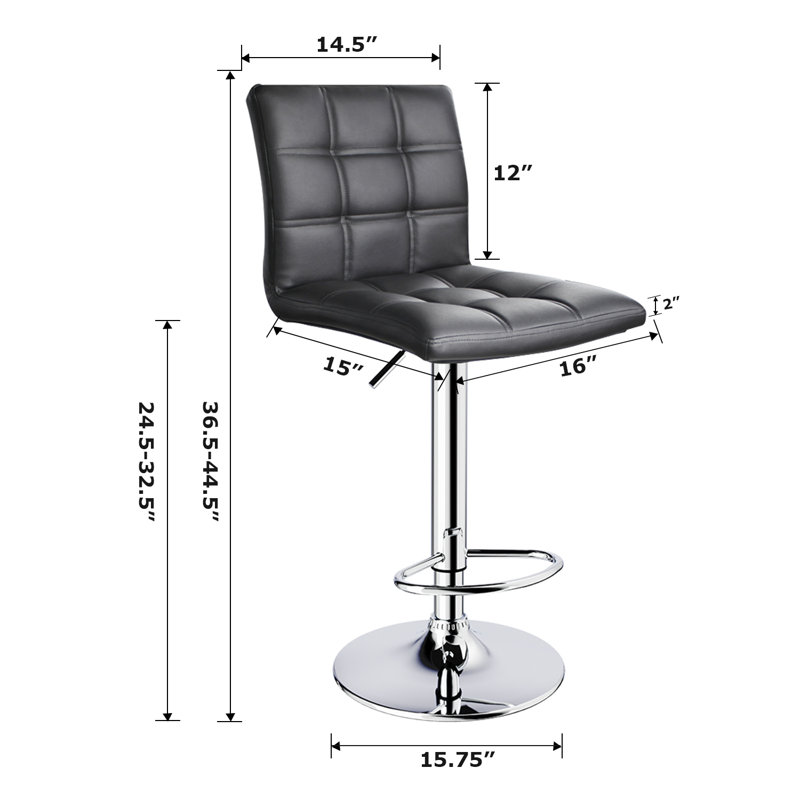 Ludly 32.5" Adjustable Spin Bar Stool, Black