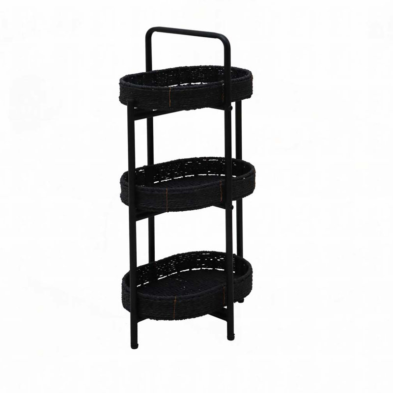 3-Tier Oval Organizer Portable Storage Shelf, Black