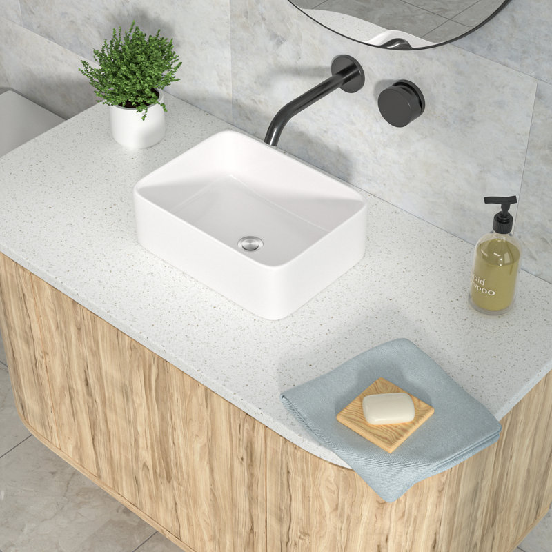 16'' L x 12'' W Ceramic Rectangular Vessel Bathroom Sink With Rounded Corners