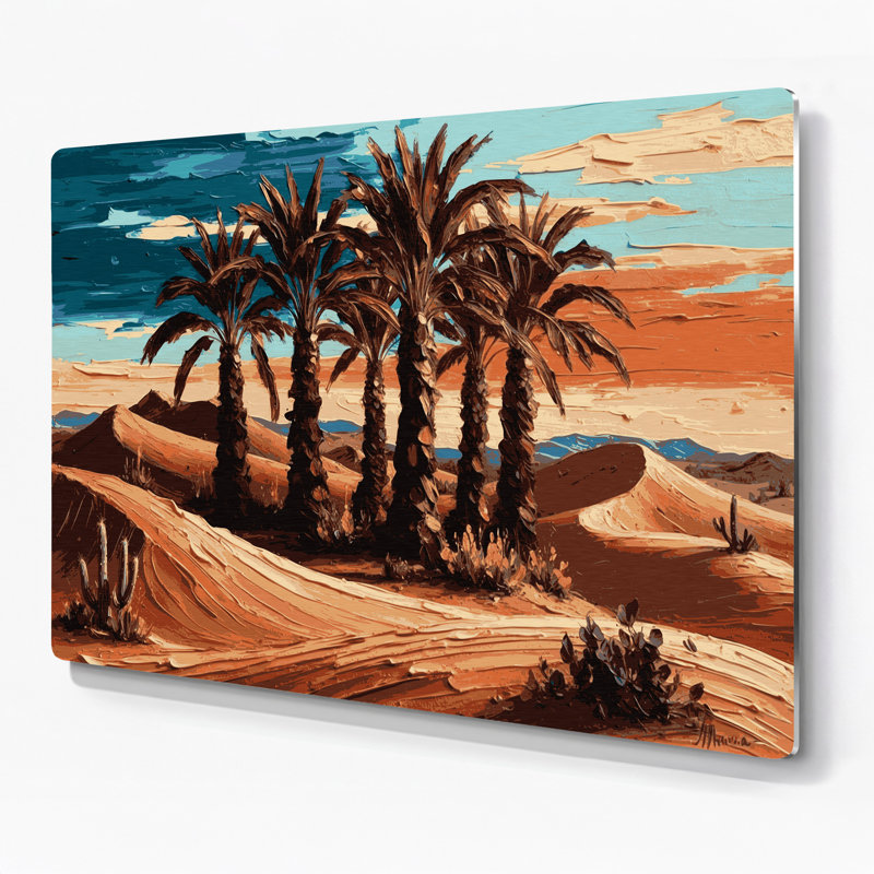 «Southwestern Plants Desert Palm 163», art mural en métal brun