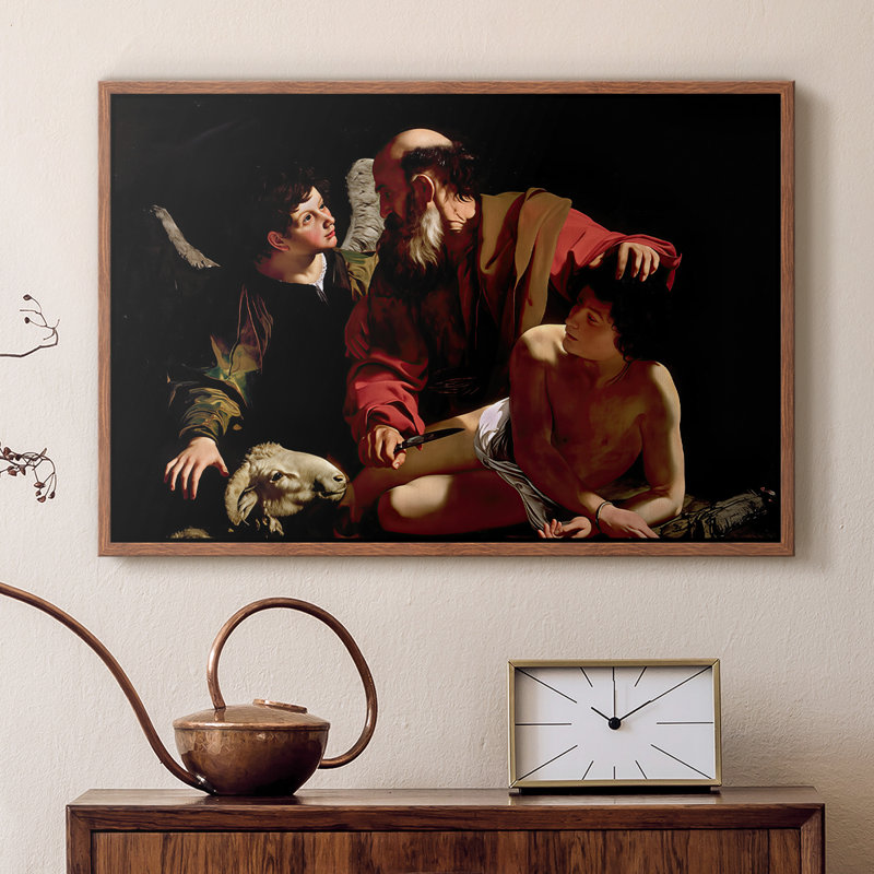 Le Sacrifice d'Isaac (version Uffizi), v. 1603 - Toile tendue avec châssis Caravaggio, Noyer, 16 x 24