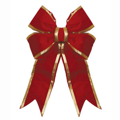 36" Bow Red Velvet Gold Trim 4-Loop