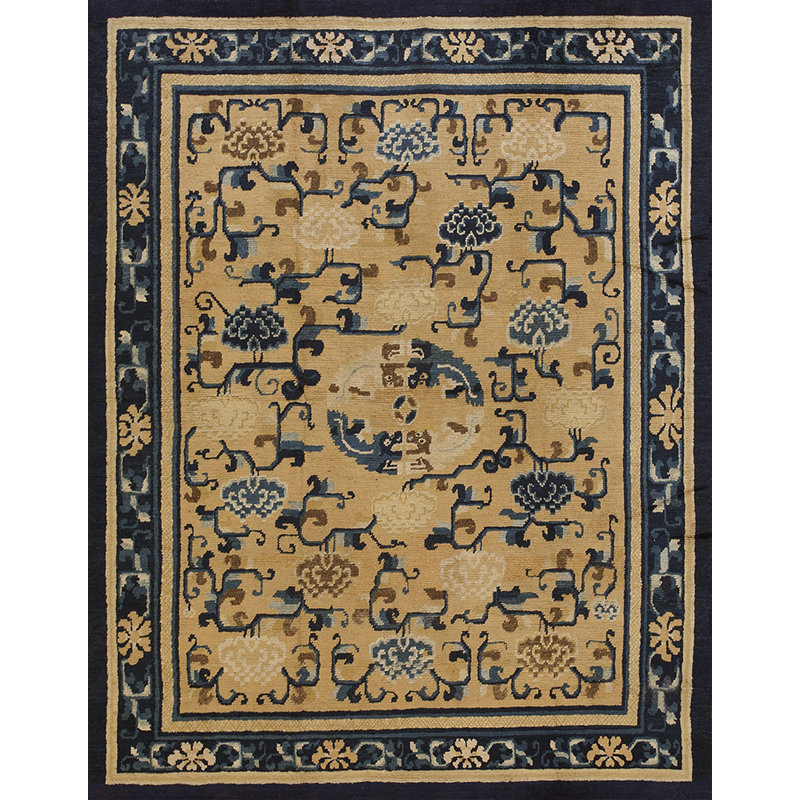 Tapis brun antique en laine Ningxia