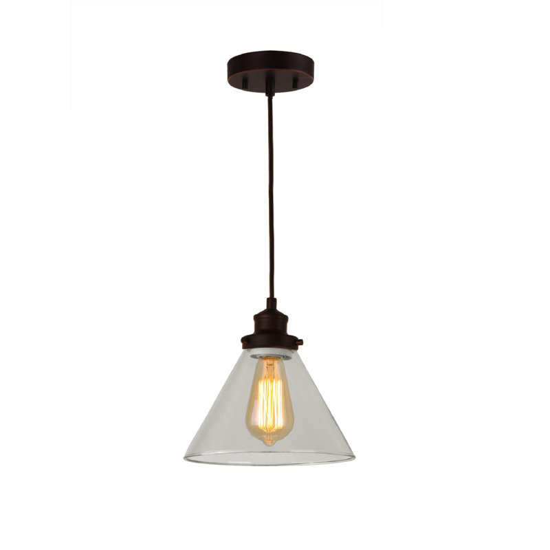 Luminaire suspendu 1 lumière à cône simple Glasser, Bronze