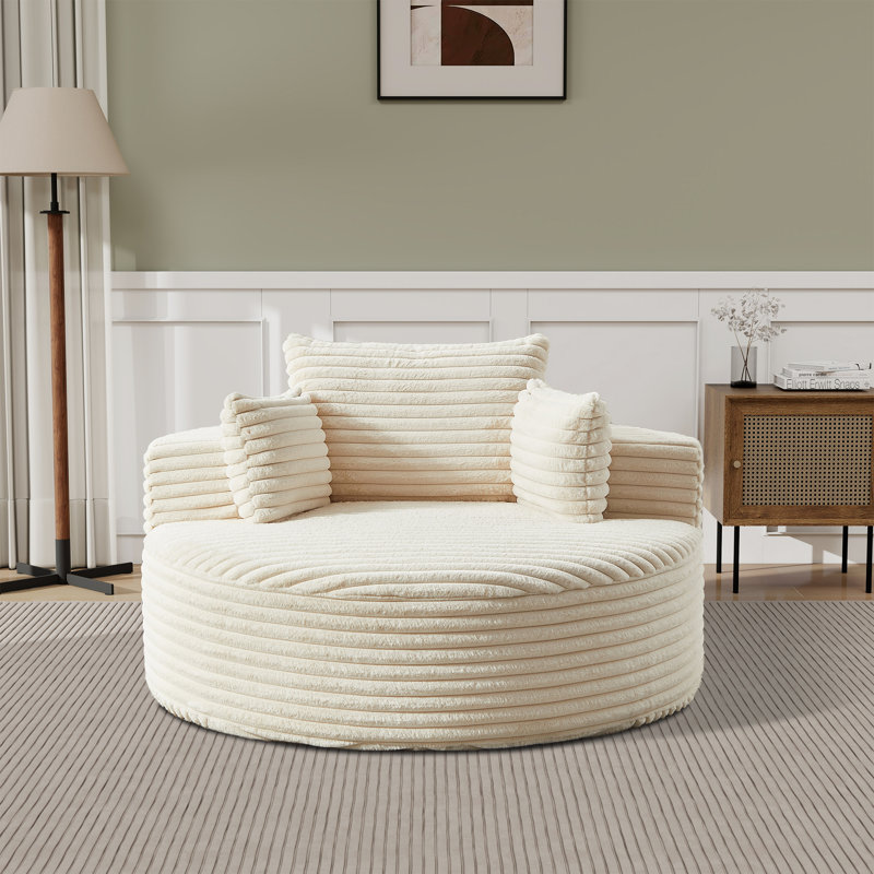 Fauteuil surdimensionné en velours côtelé sans assemblage requis, Beige