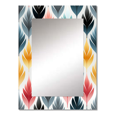 Alayn Botanical Scandinavian Shapes - Geometric  Mirror, Modern Decorative Wall Mirror, Printed Metal Art