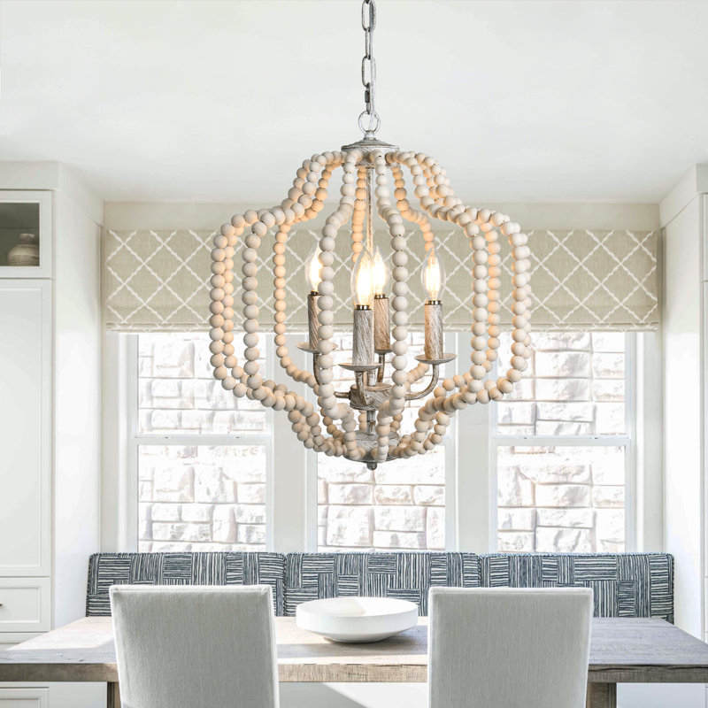 Marie-Lucie 4 - Light Dimmable Geometric Chandelier, Cream