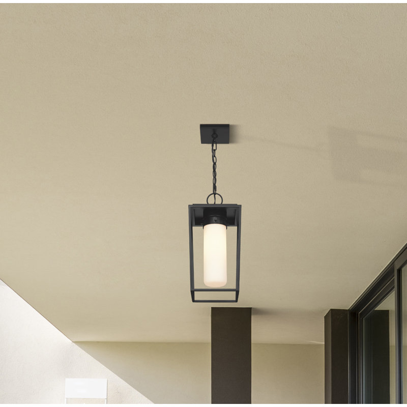 Lanterne suspendue d'extérieur noire à 1 ampoule Jadine, H 113 po x l 8 po x P 8 po