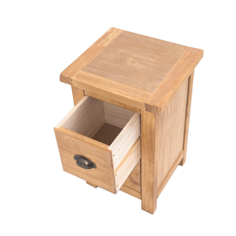 Astrid 35cm W Solid + Manufactured Wood Bedside Table, Waxed