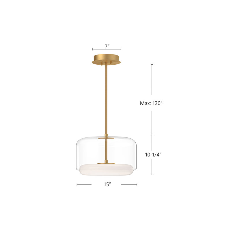 Enkel 1 - Light LED Pendant, 10.25" H x 15" W x 15" D, Brushed Gold