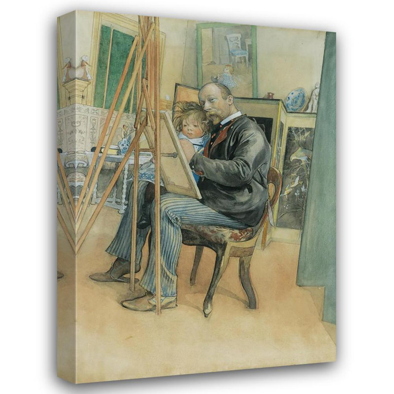 «Mirror-Image with Brita» par Carl Larsson - Art mural sur toile tendue avec châssis, H 40 po x l 28 po