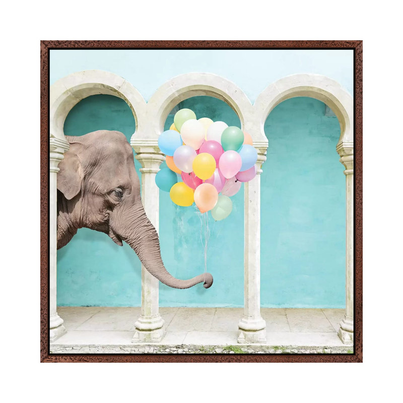 An Elephant Never Forgets by Erin Summer - Print on Canvas, Classic Brown Wood Framed, 66.04cm H x 66.04cm W x 3.81cm D