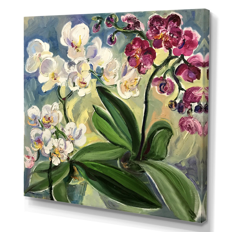 Fleurs d'hibiscus pastel - reproduction d'art sur toile, H 16 po x l 16 po x P 1 po, Toile tendue