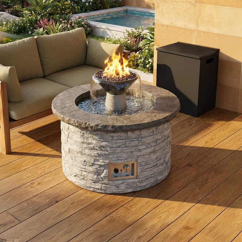 Aquaflame European Ledge Water and Fire Pit