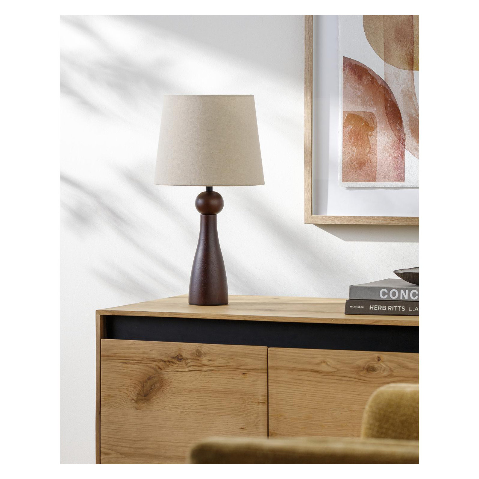 Solid Wood Table Lamp, Brown