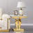 Modern Luxury Faux Marble End Table with Polished Stainless Steel Base Square White Marble Side Table Elegant Small Bedside Table for Living Room Bedroom Office-672243913