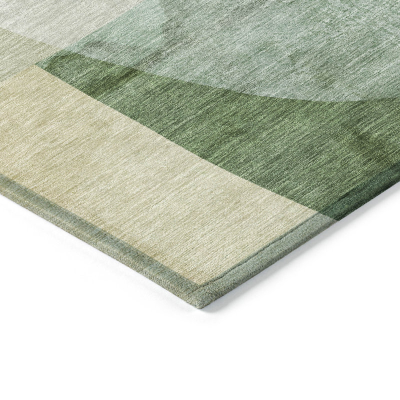 Machine Washable Indoor/Outdoor Xhevrie Aloe Rug, Rectangle 10' x 14'