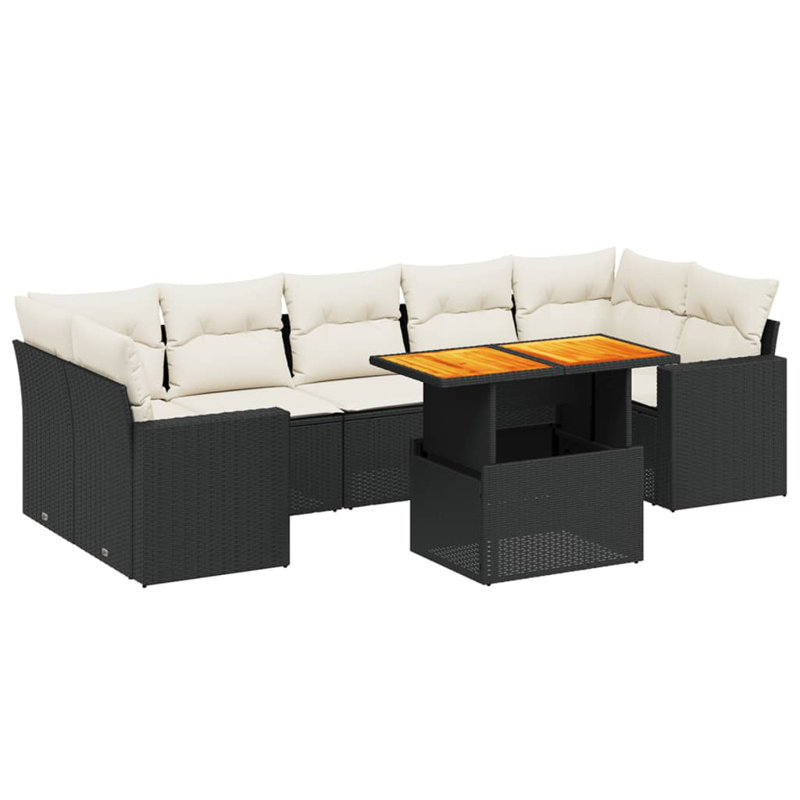 Ensemble de canapé de jardin Vidaxl noir et blanc crème