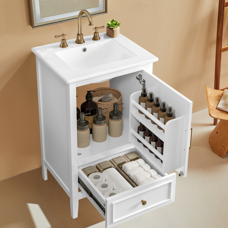 20" Bathroom Vanity Cabinet With Sink, White
