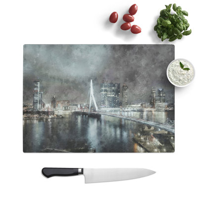 Rotterdam Skyline Painting Chopping Board