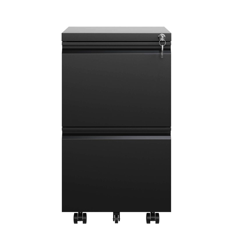 Metal 2 Drawer Locking File Cabinet For Office - Files Fits Legal/letter/a4 Antique White Modern With Drawers And Lock Secure Docs Look