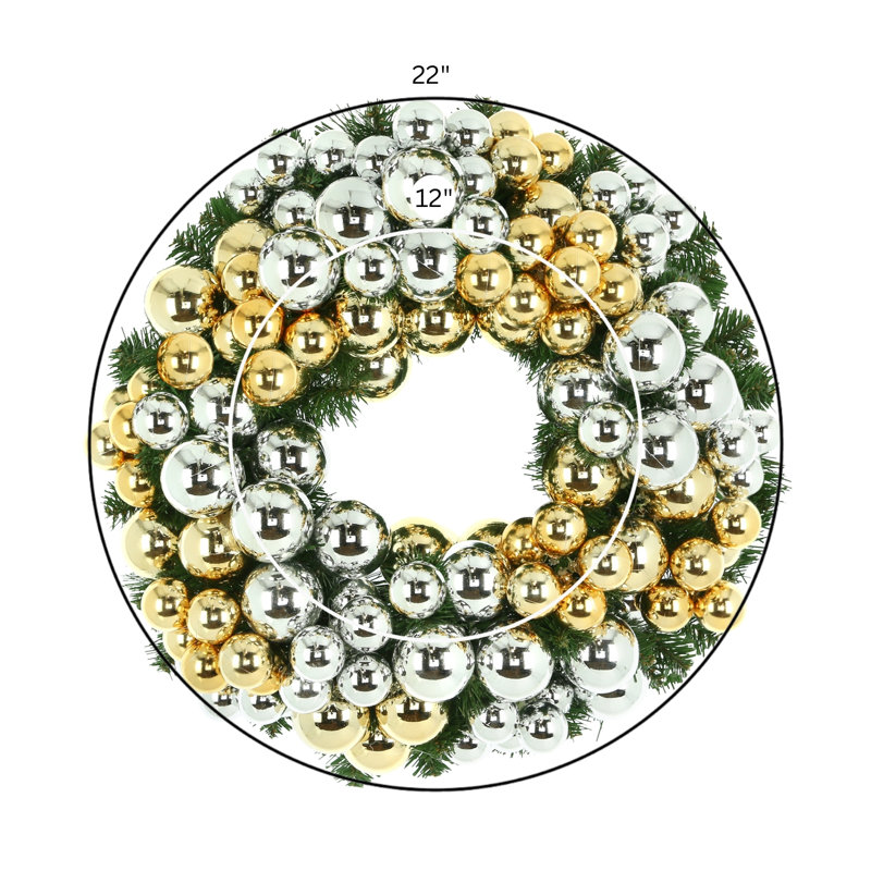 22" Holiday Wreath With Ornaments