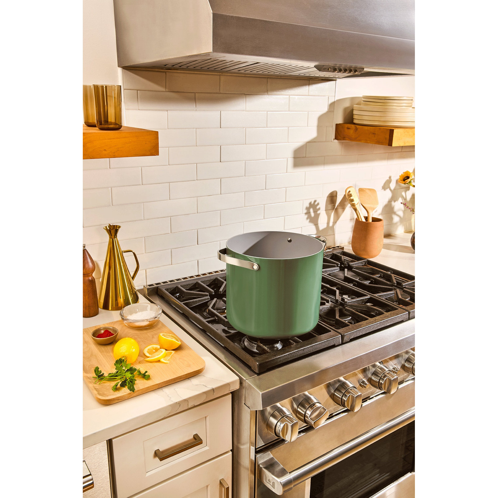Caraway Ceramic Non-Stick Petite Cooker, 12 quarts, Sage