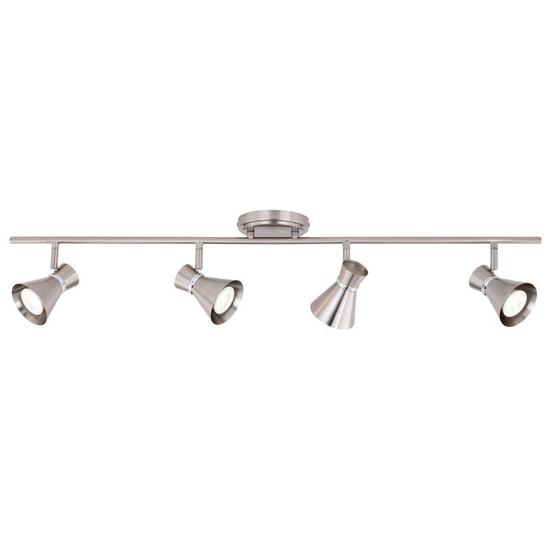 Aleezay 36'' 4 -Light Fixed Track Track Kit with Dimmable and Adjustable Head, Brushed Nickel/Chrome