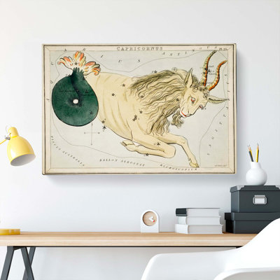 Astronomical Zodiac Chart of the Capricorn - Wrapped Canvas Drawing Pint - Wrapped Canvas