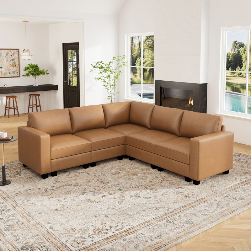 Abramson L-shaped Faux Leather Sectional Sofa
