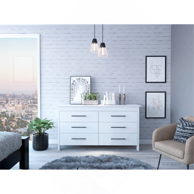6 Drawer Double Dresser Wezz, Bedroom, White