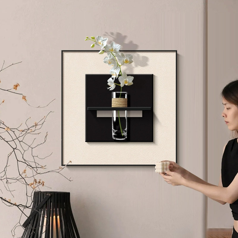 White, Black Square Sandstone Wall art, 19.69" H x 19.69" W