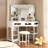 Chantle Vanity Modern Dressing Table, Featuring 11 Hollywood-style Bulbs And Three-color Light Sensor-1738658319