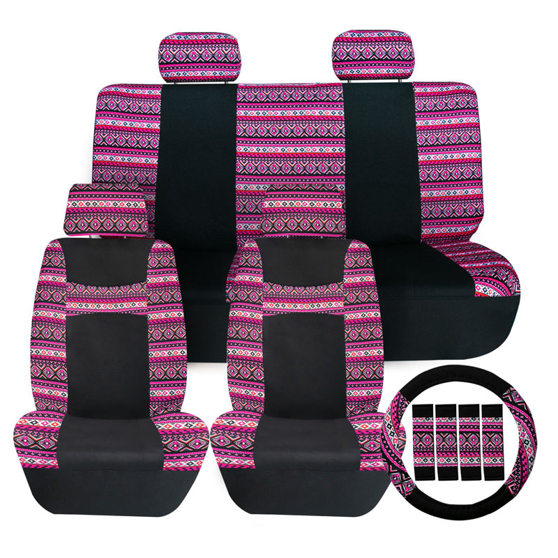 Ensemble complet de housses de siège à motif écossais Tartan57, Rose