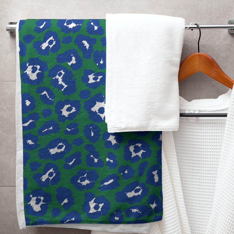 Lucida Bath Towel, Polyester/Cotton Blend, Green/White/Blue