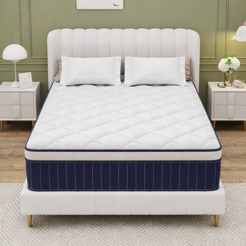Matelas hybride mi-ferme 10 po avec mousse viscoélastique gélifiée et ressorts ensachés, support de bord, Très grand lit