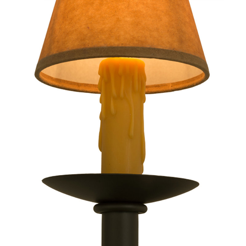 Applique murale 1 lumière Amada, Bronze frotté à l'huile, Parchemin naturel, H 19,5 po x l 5 po x P 7 po