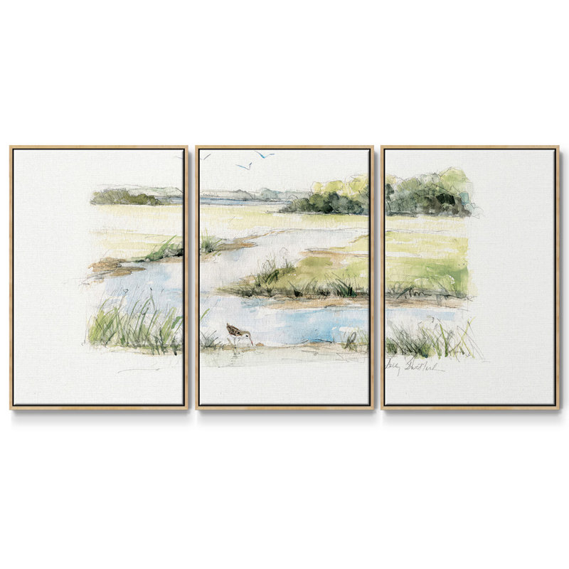 Tôt le matin II, reproduction sur toile 3 pièces, Naturel, H 24 po x l 48 po x P 2 po