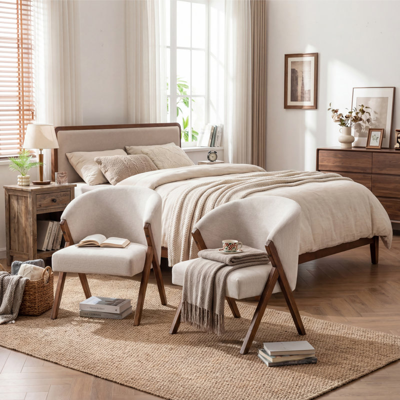 Chaises d'appoint modernes en tissu de velours avec structure en bois massif, chaises rembourrées pour le salon ou le coin lecture