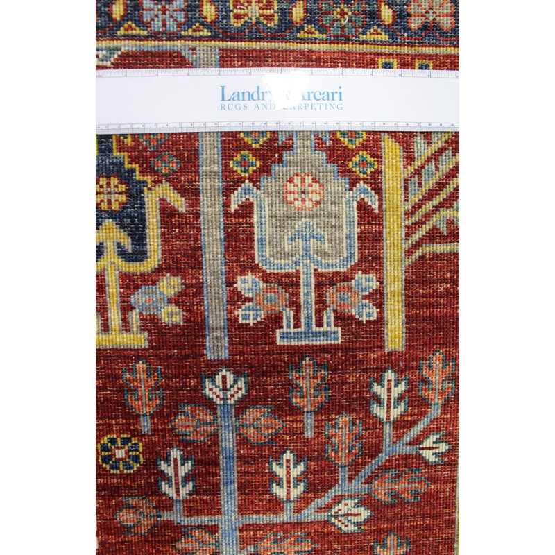 Tapis unique rouge / bleu / ivoire 6 pi x 9 pi Bakowish Willow