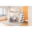 Lit mezzanine double avec 7 tiroirs, 2 tablettes et un bureau